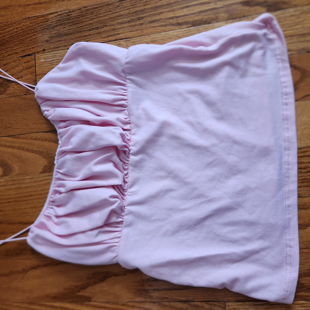 Pink Ruched Tube Top